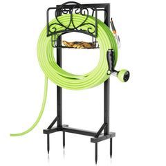 HXJLJY Garden Hose Holder with Storage Basket, front view