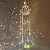 HYBEADS Crystal Suncatcher gold sun and moon design front view