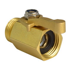 HYDRO MASTER Brass Shut Off Valve side view with connection details