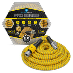 HydroTech Pro Series 100 ft Garden Hose front view, yellow