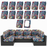 hyha 14-piece patio cushion covers in paisley pattern, front view