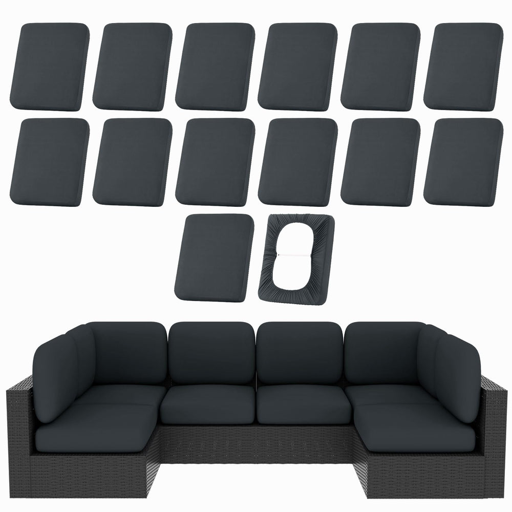 hyha 14Pcs Patio Cushion Covers in Dark Gray, front view