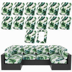 hyha 14Pcs Patio Cushion Covers in Monstera Deliciosa front view