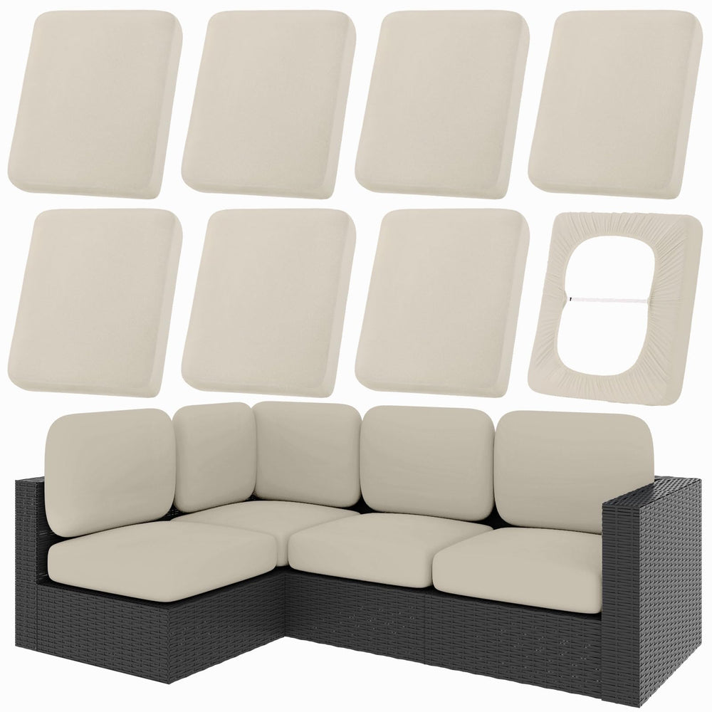 hyha 8Pcs Patio Cushion Covers in taupe, front view