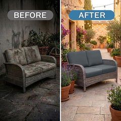 Hyha cushion covers in a garden setting