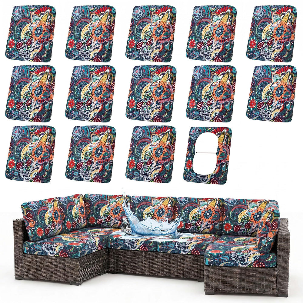 hyha Waterproof Outdoor Cushion Covers in Paisley pattern front view