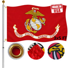 Hypoth US Marine Corps flag 3x5 FT front view