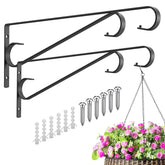Hystun outdoor plant hanger front view, black iron design