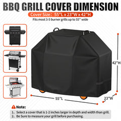 i COVER 55 Inch Grill Cover side view showing adjustable straps