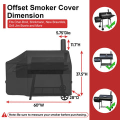 i COVER Offset Smoker Cover 60 inch side view