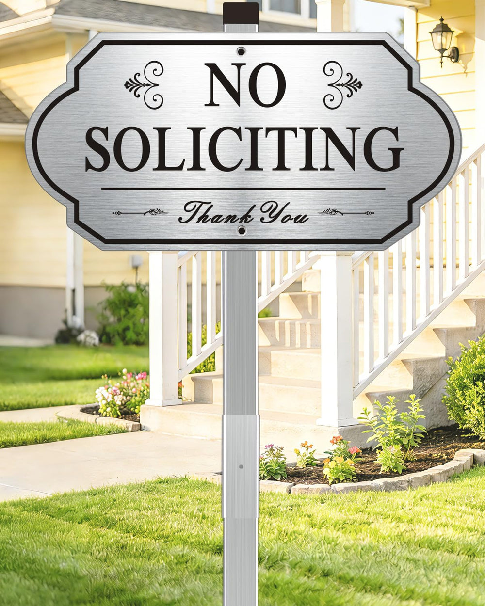 i-CowFun Heavy Duty No Soliciting Sign front view with stake