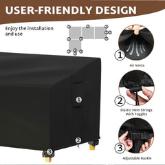 iBirdie Outdoor Sectional Cover 130 x 100 inch black side view