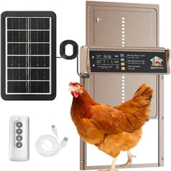 IBKINXX Automatic Chicken Coop Door front view in golden brown