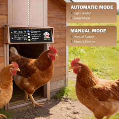 IBKINXX solar chicken coop door showing larger screen display