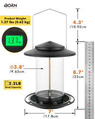 iBorn Metal Bird Feeder black roof and tray