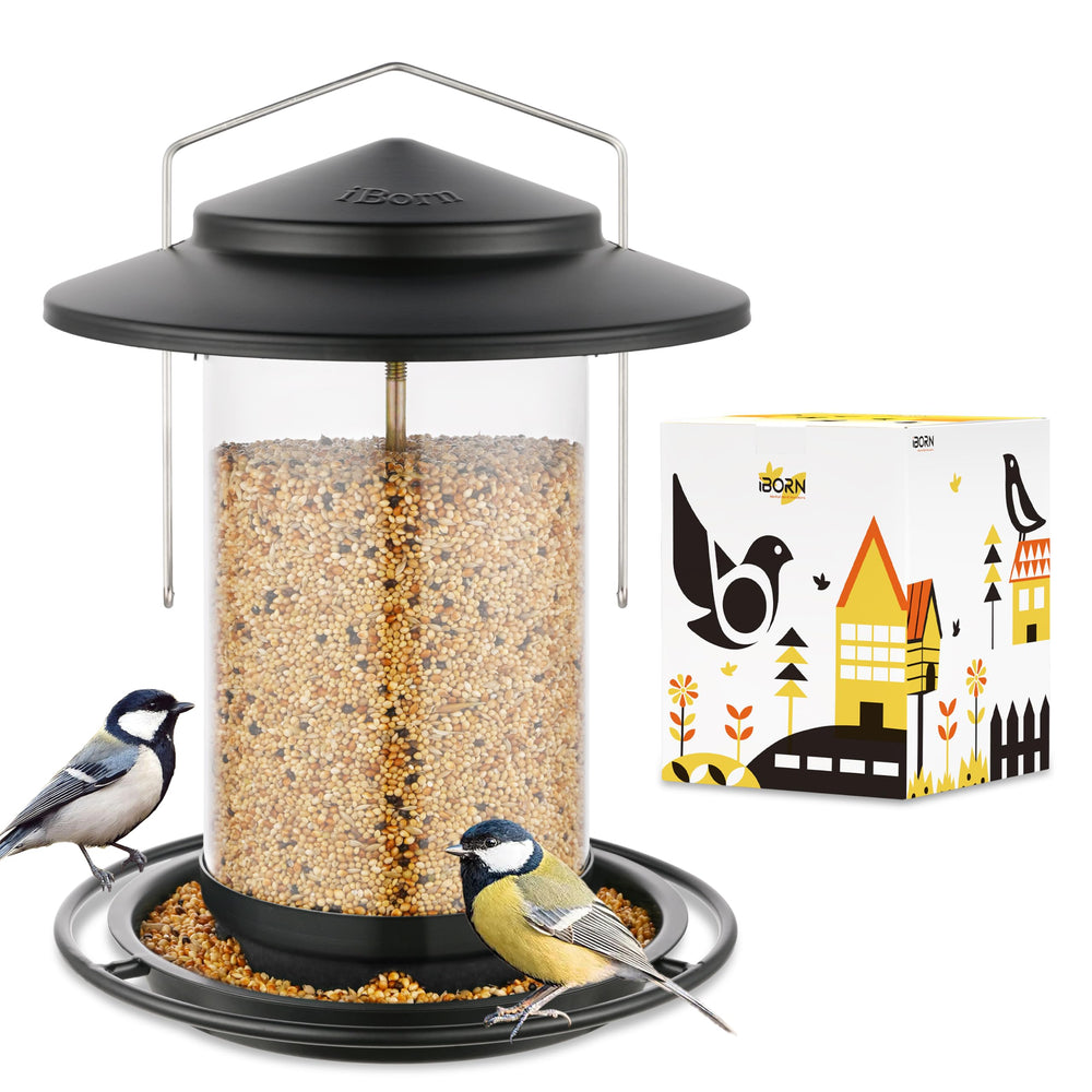 iBorn Metal Bird Feeder front view with 6 ports