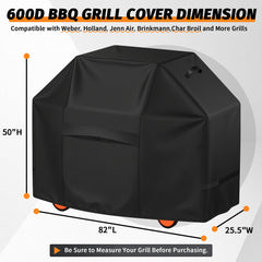 iCOVER 82 Inch Grill Cover side view with straps