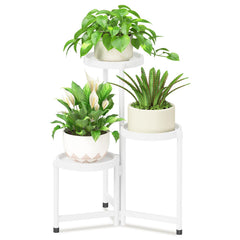 iDavosic.ly 3 Tier Folding Plant Stand front view in white