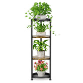 iDavosic.ly 4 Tier Corner Metal Plant Stand front view in black