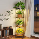 iDavosic.ly 4 Tier Corner Metal Plant Stand with Grow Light, Black