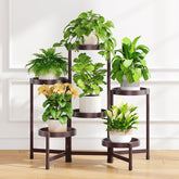 iDavosic.ly 6 Tier Folding Plant Stand front view with waterproof trays