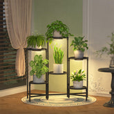 iDavosic.ly 6 Tier Plant Stand with Grow Light, Black front view
