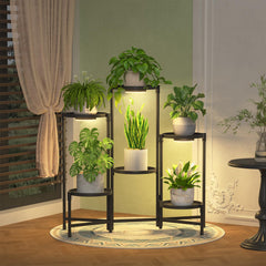 iDavosic.ly 6 Tier Plant Stand with Grow Light, Black front view