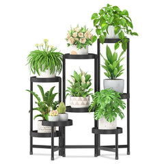 iDavosic.ly 8 Tier Folding Plant Stand black front view
