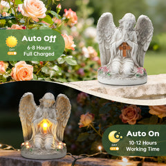 IDEA SHOW Solar Angel Statue in garden setting