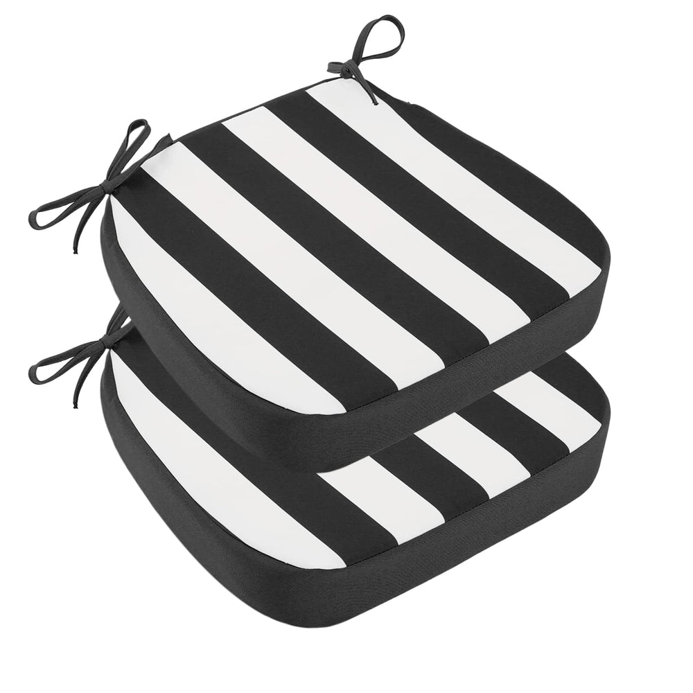 idee-home outdoor chair cushions set of 2, black stripes front view