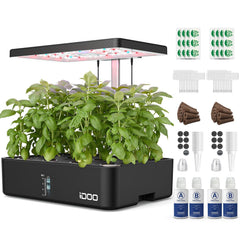iDOO Indoor Hydroponics Growing System black model with 12 pods