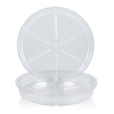 Idyllize 12-inch clear plastic plant saucer front view