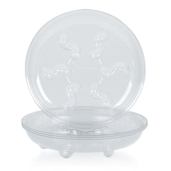 Idyllize 6 inch clear heavy-duty plant saucer front view