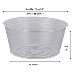 Idyllize 8 Inch Clear Plastic Plant Saucer side view