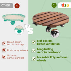 IDZO 2-Pack Acacia Wood Plant Caddy packaging