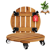 IDZO 2PCS Acacia Round Plant Caddy 14 Inch front view