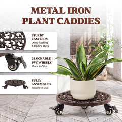 IDZO cast iron plant caddy with wheels side view