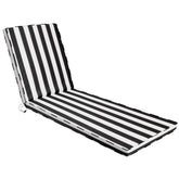 Iheqard Outdoor Chaise Lounge Cushion in Black and White Stripes, front view
