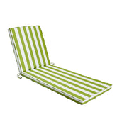 Iheqard Outdoor Chaise Lounge Cushion in green and white stripes front view