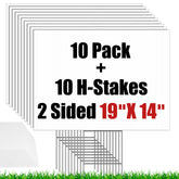 IKAYAS 10 Pack Blank Yard Signs with Stakes, front view