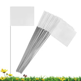 IKAYAS Lawn Marking Flags 4x5 inch set of 50, white PVC flags