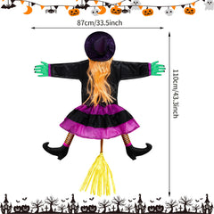 ILLUMINEW Solar Halloween Crashing Witch in garden setting