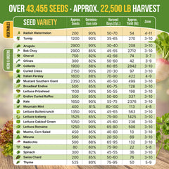 Illustration of vegetables included in the seed variety pack