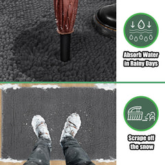IM HOME Chenille Indoor Door Mat grey side view