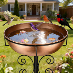 inanil Metal Bird Bath 43 inches tall with golden bronze finish