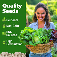 Individual seed packets of Black Seeded Simpson, Red Romaine, Bibb, Buttercrunch, and Iceberg