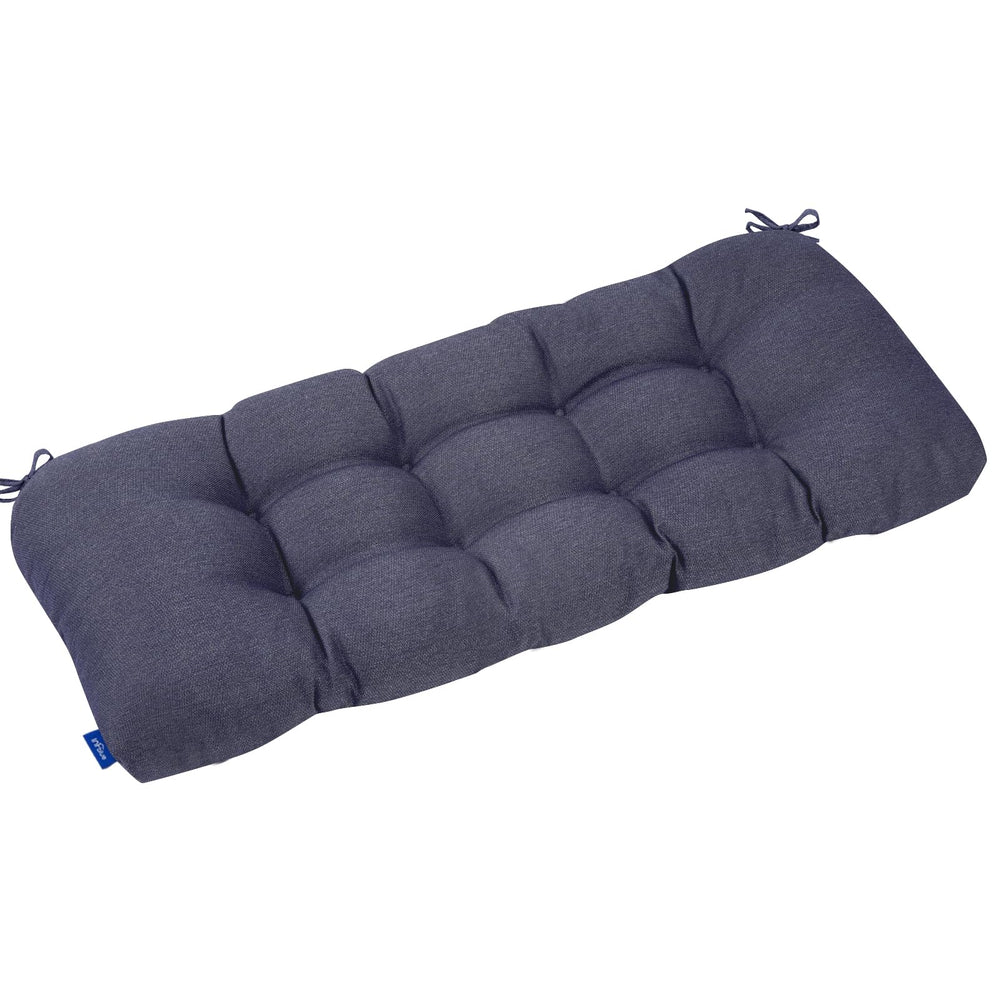 INFBLUE Outdoor Tufted Bench Cushion front view in Blue Grey