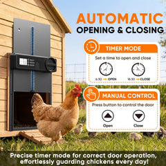 INNOLAND Chicken Coop Door showing battery compartment