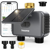 Insoma Solar WiFi Water Timer front view with adjustable solar panel