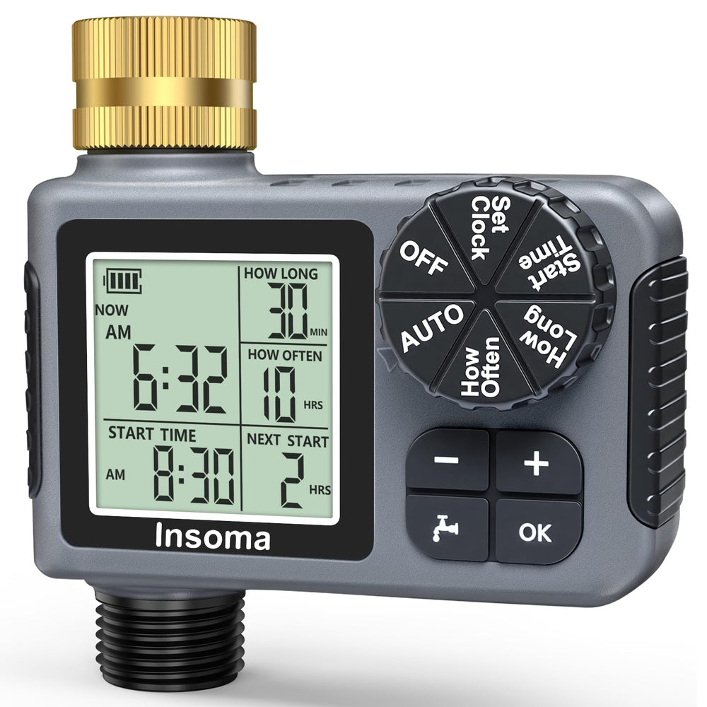 Insoma Sprinkler Timer front view with large LCD display